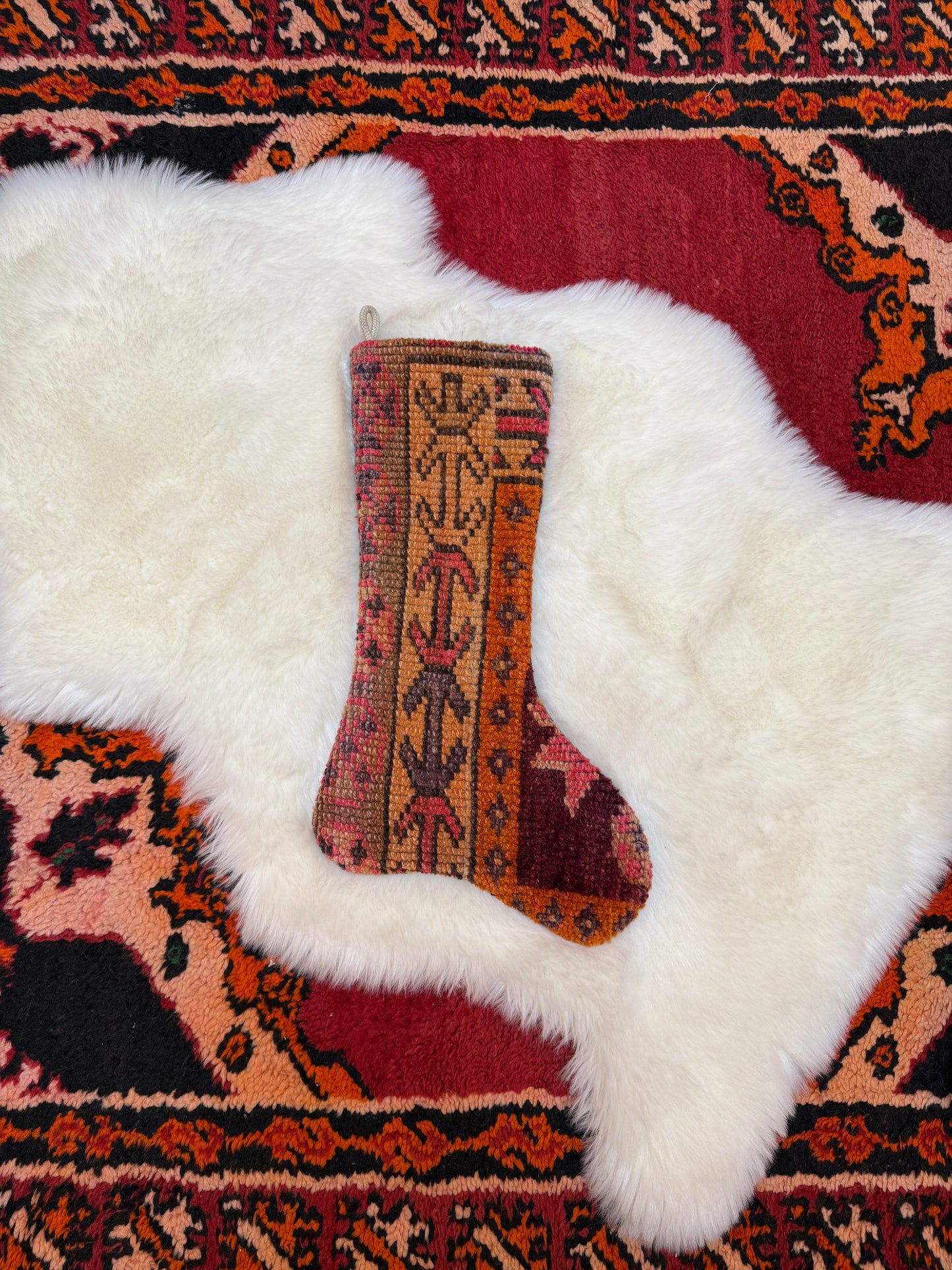 No. S232 - Vintage Turkish Rug Holiday Stocking
