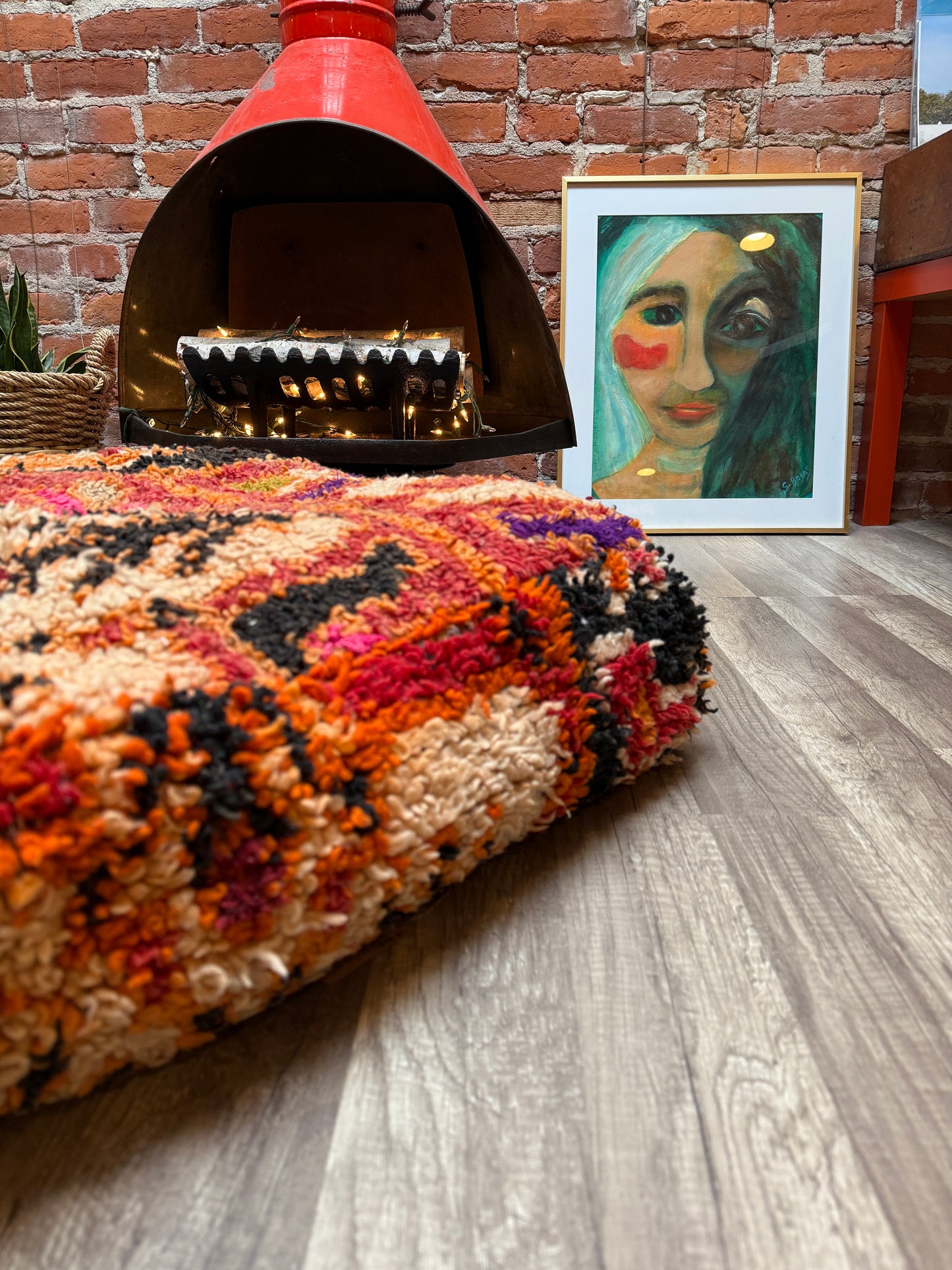 Moroccan Rug Floor Pouf / Pet Bed #366