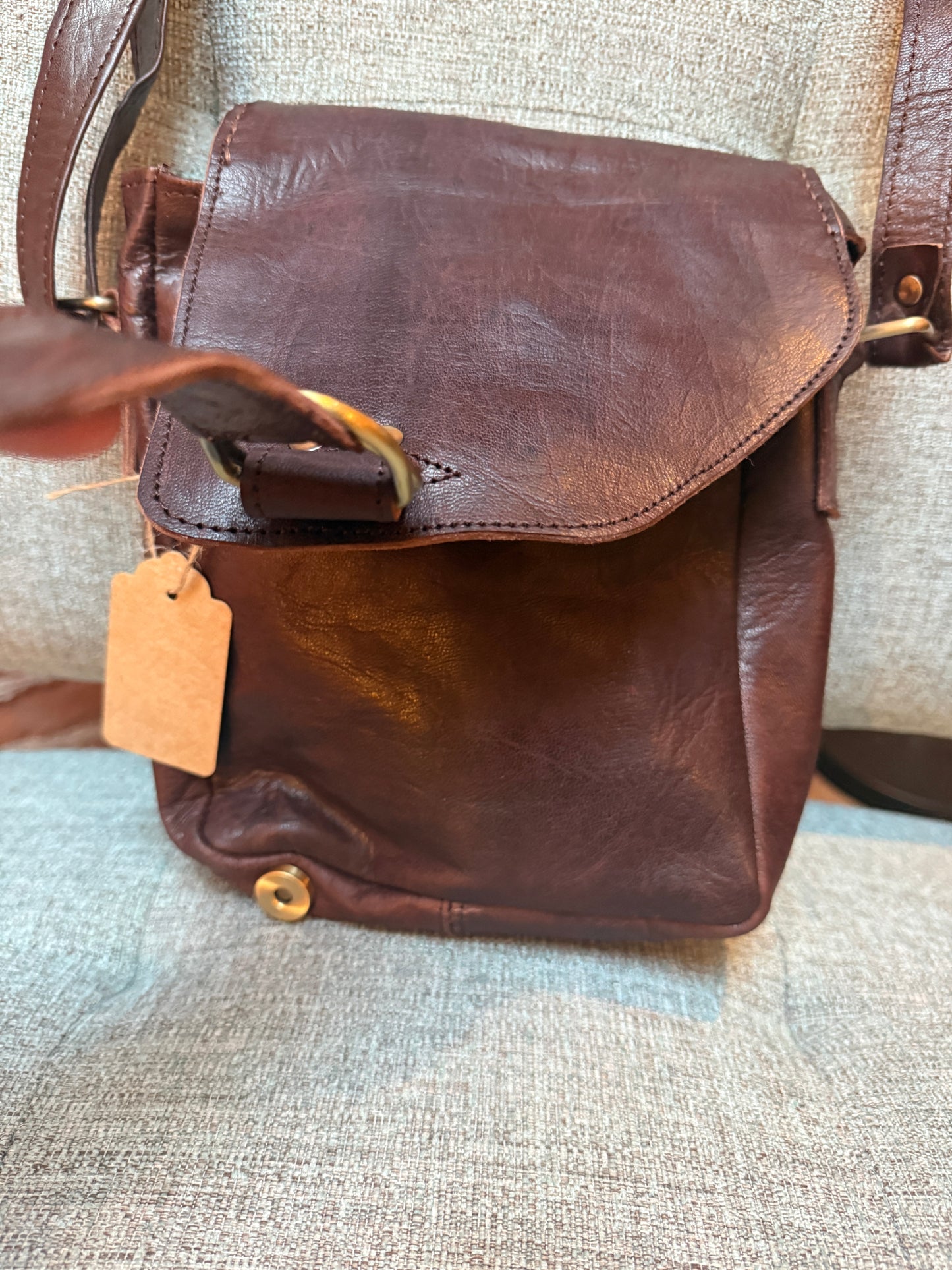 Handmade Brown Leather Crossbody Bag Made in Morocco - No. BAG156