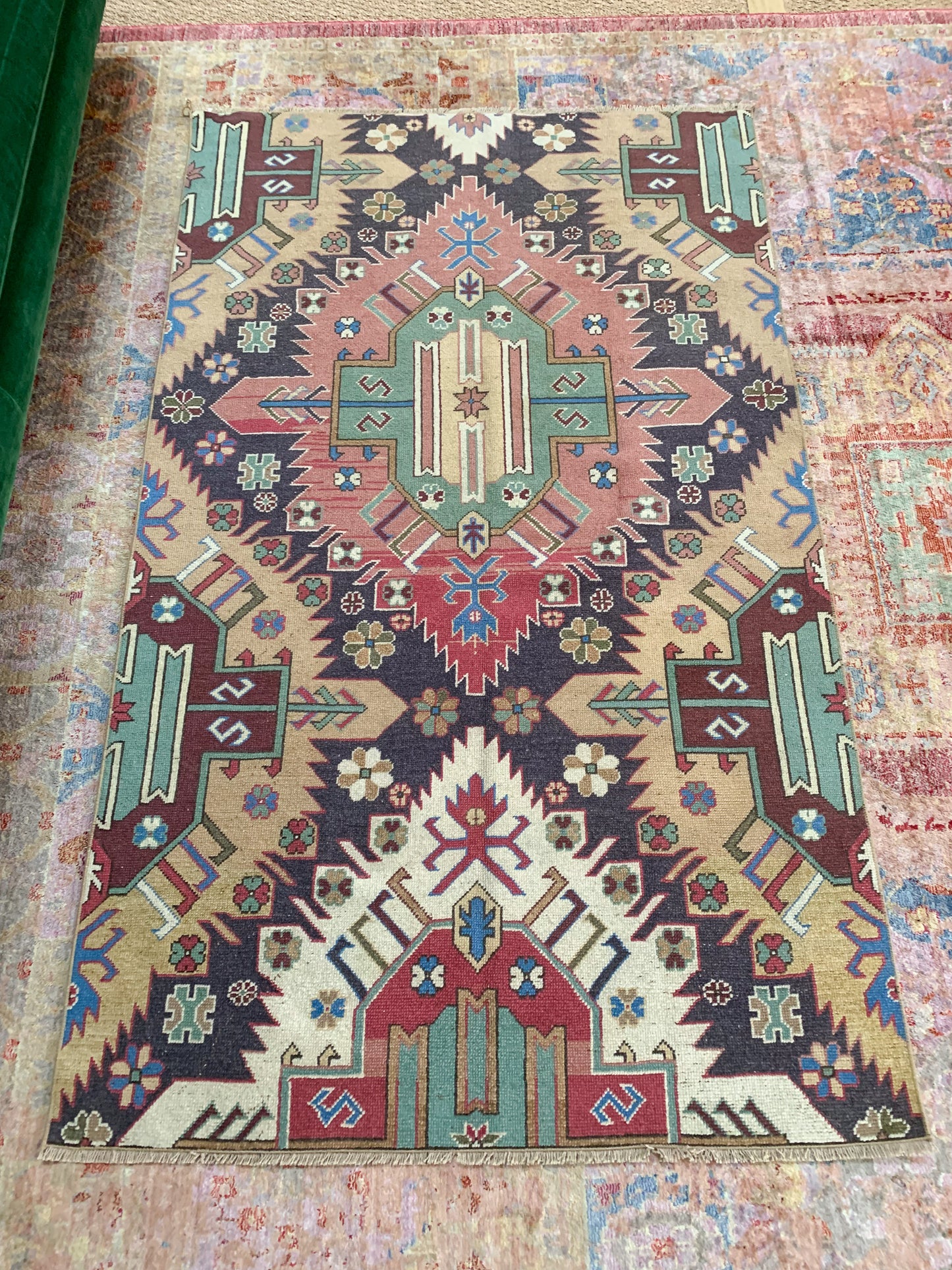 No. A1140- 3.9' x 6.5' Vintage Turkish Nigde Area Rug