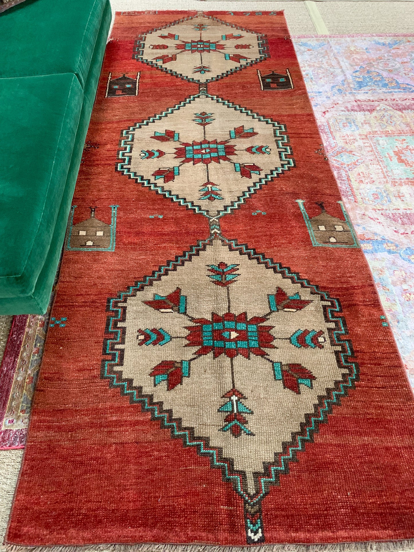 No. A1139- 4.1' x 11.1' Vintage Turkish Kars Area Rug