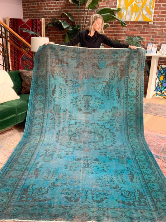 No. A1136- 5.8' x 9.4' Vintage Turkish Overdyed Area Rug