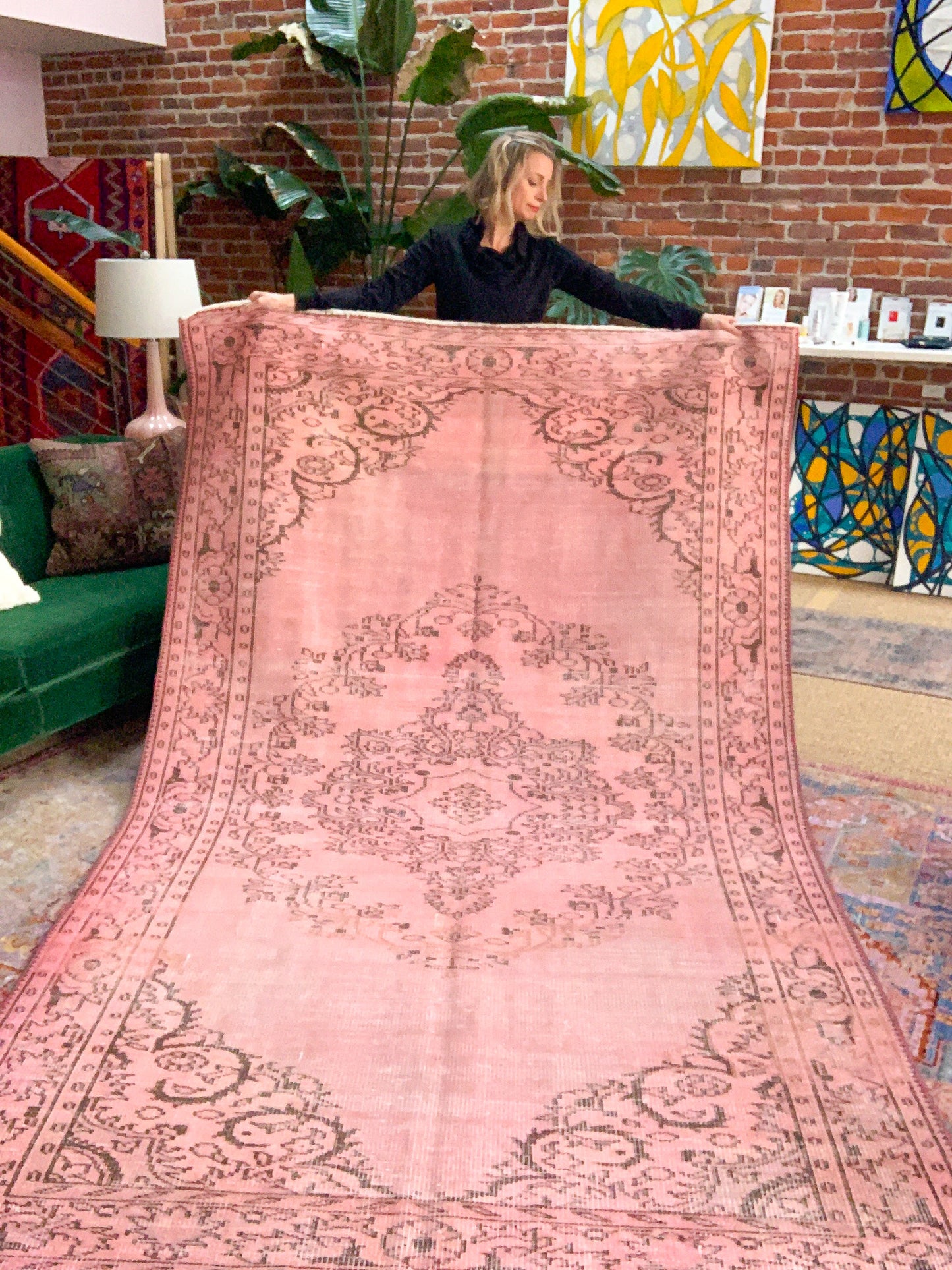 No. A1137- 5.7' x 9.4' Vintage Turkish Overdyed Area Rug