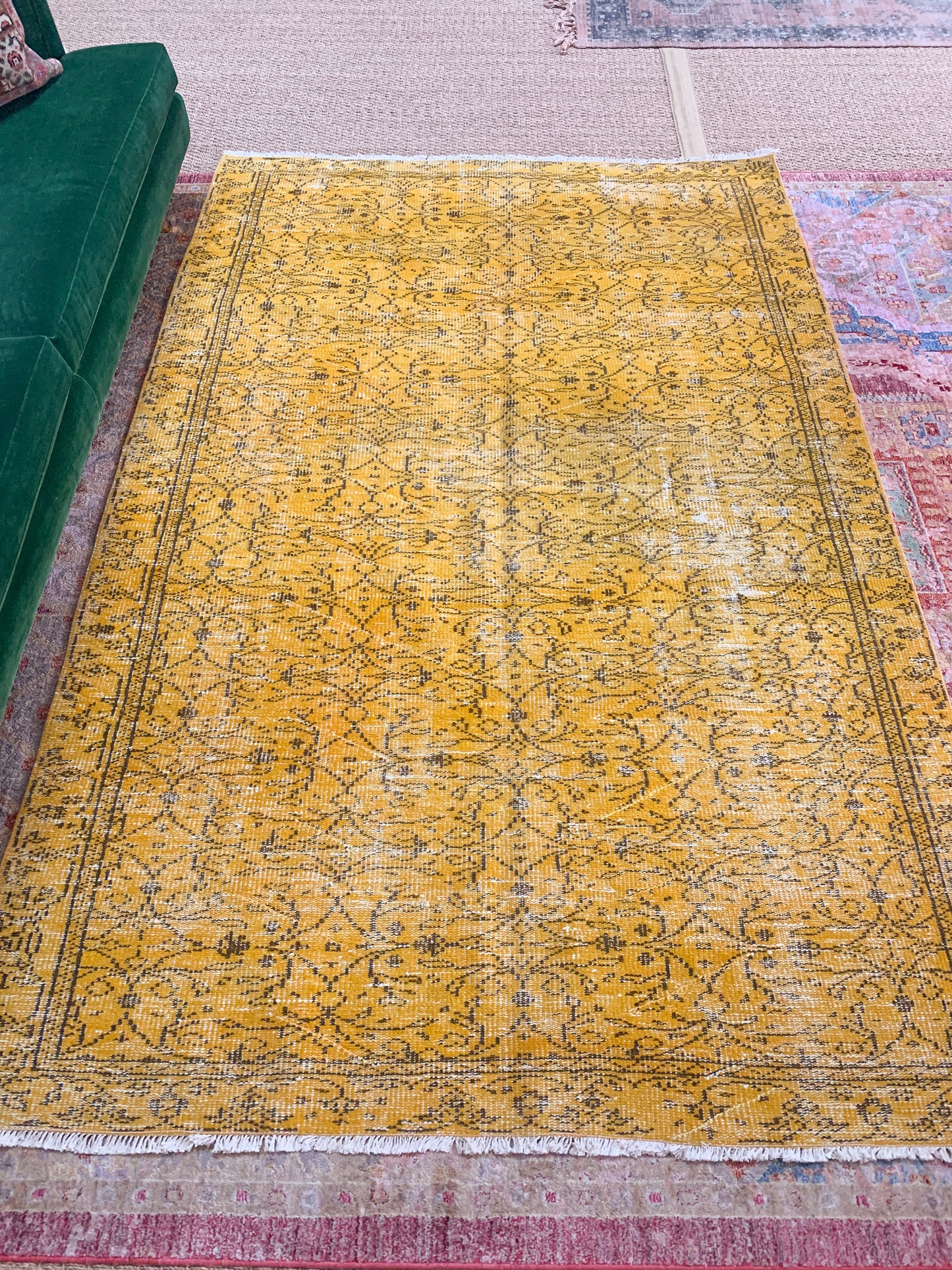 No. A1138- 5.'6 x 8.6' Vintage Turkish Overdyed Area Rug