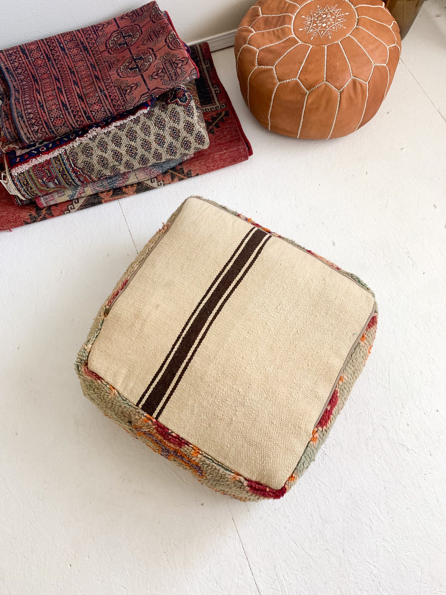 Moroccan Rug Floor Pouf / Pet Bed #345