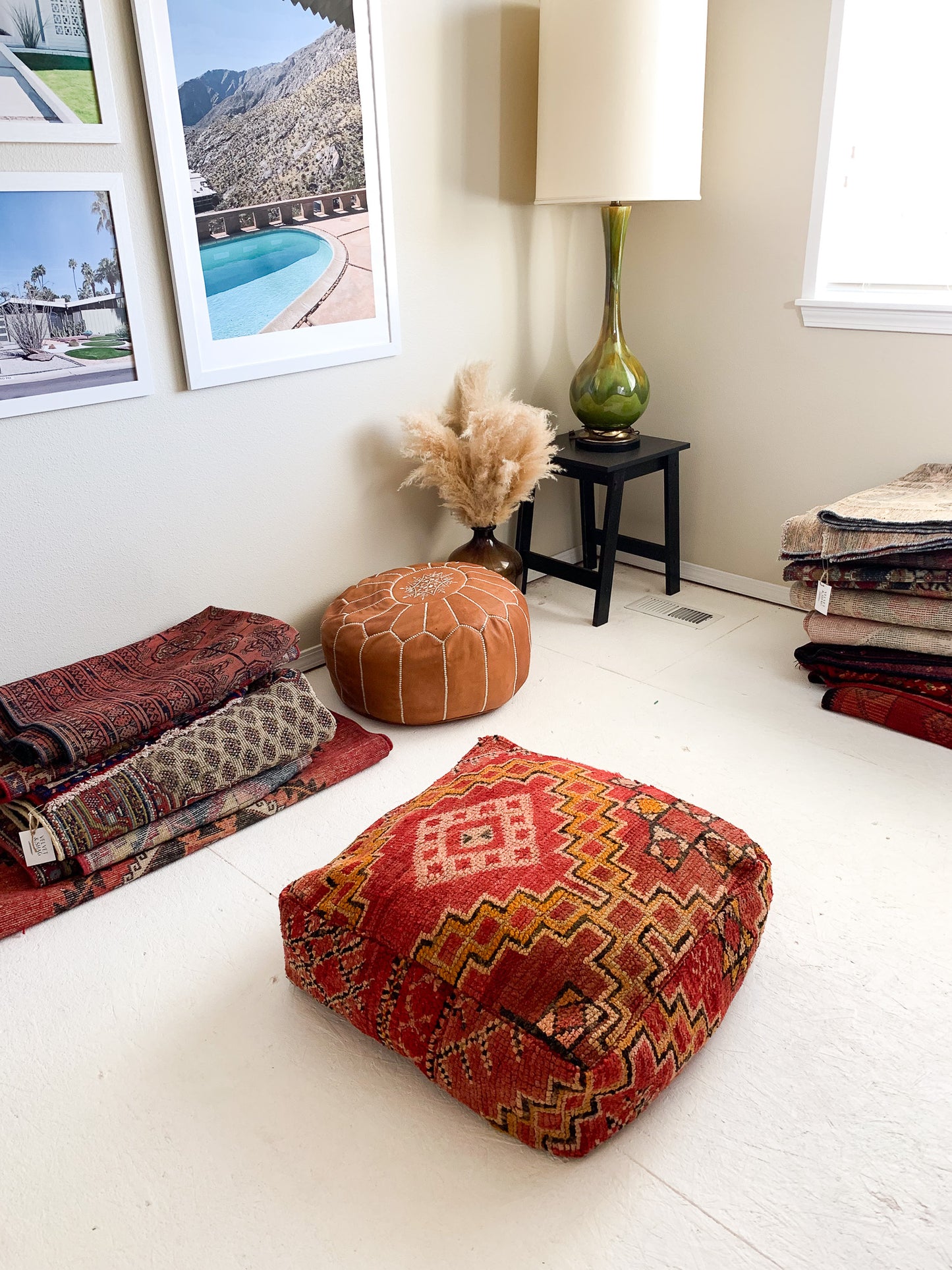 Moroccan Rug Floor Pouf / Pet Bed #348