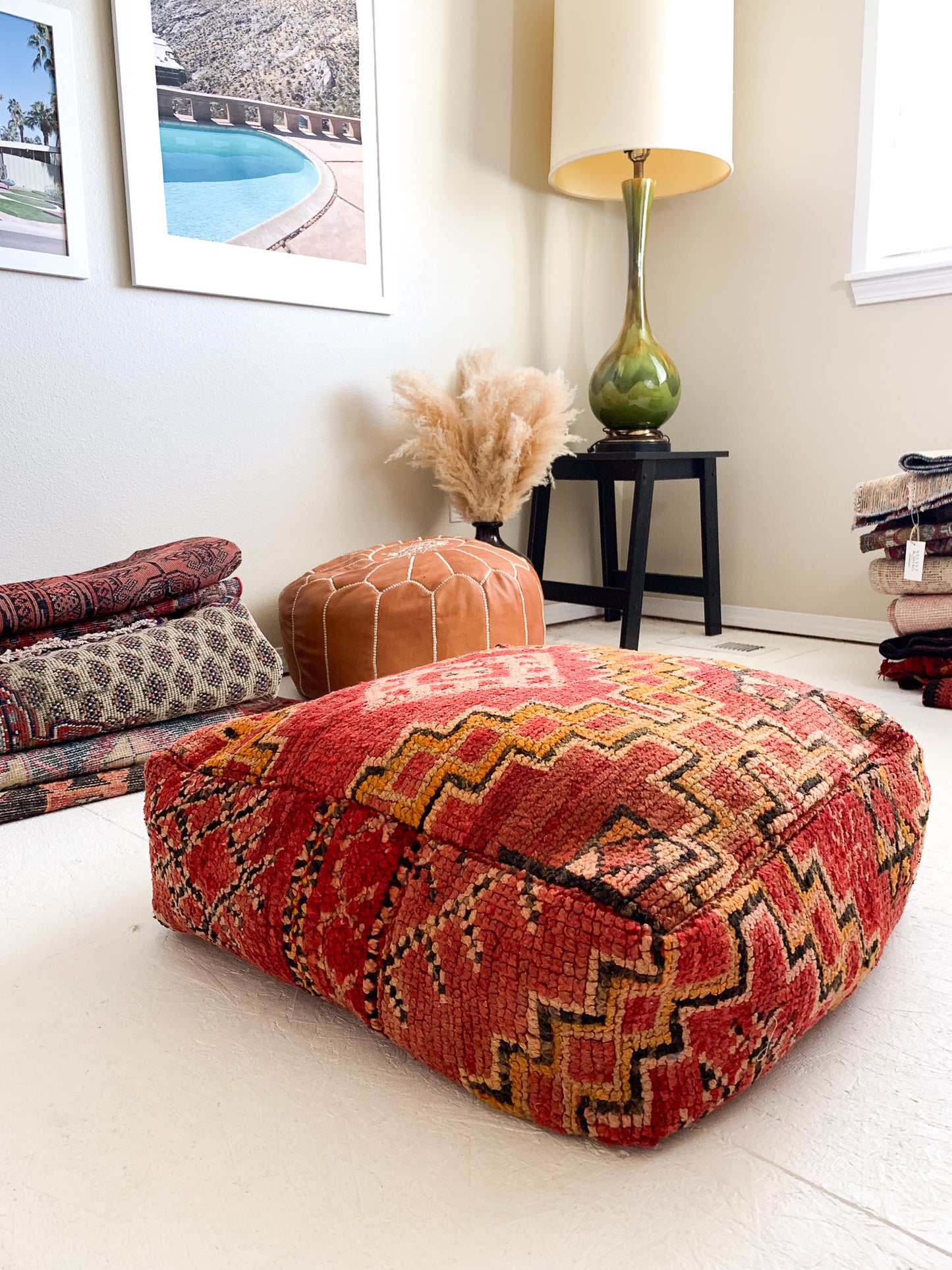 Moroccan Rug Floor Pouf / Pet Bed #348