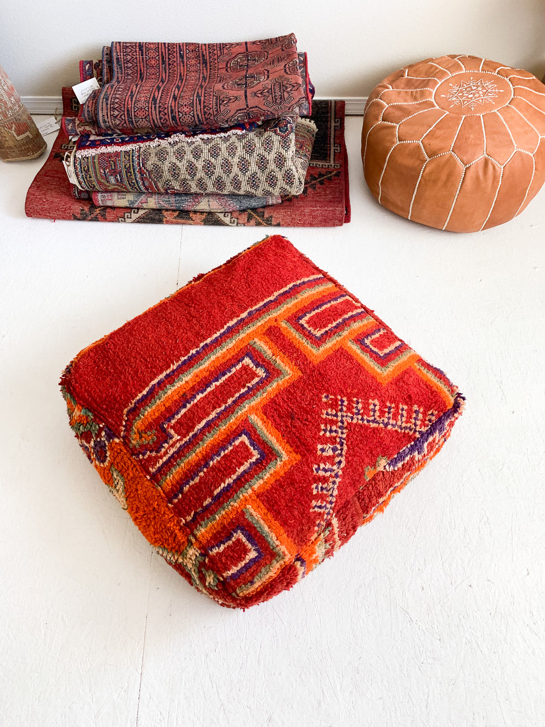 Reserved for Monique - Moroccan Rug Floor Pouf / Pet Bed #349