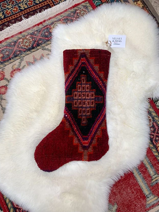 No. S218 - Vintage Turkish Rug Christmas Stocking