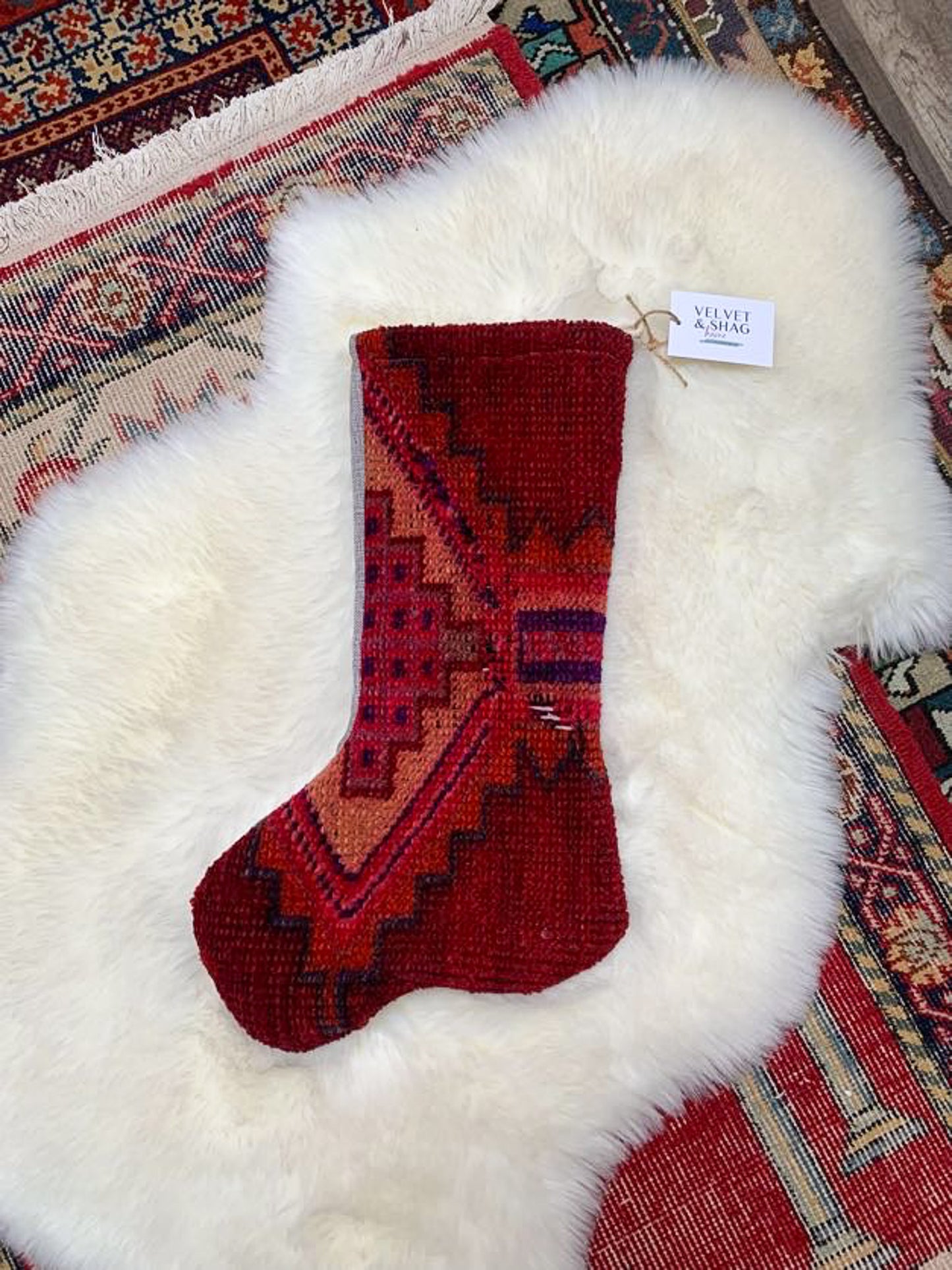 No. S217 - Vintage Turkish Rug Christmas Stocking