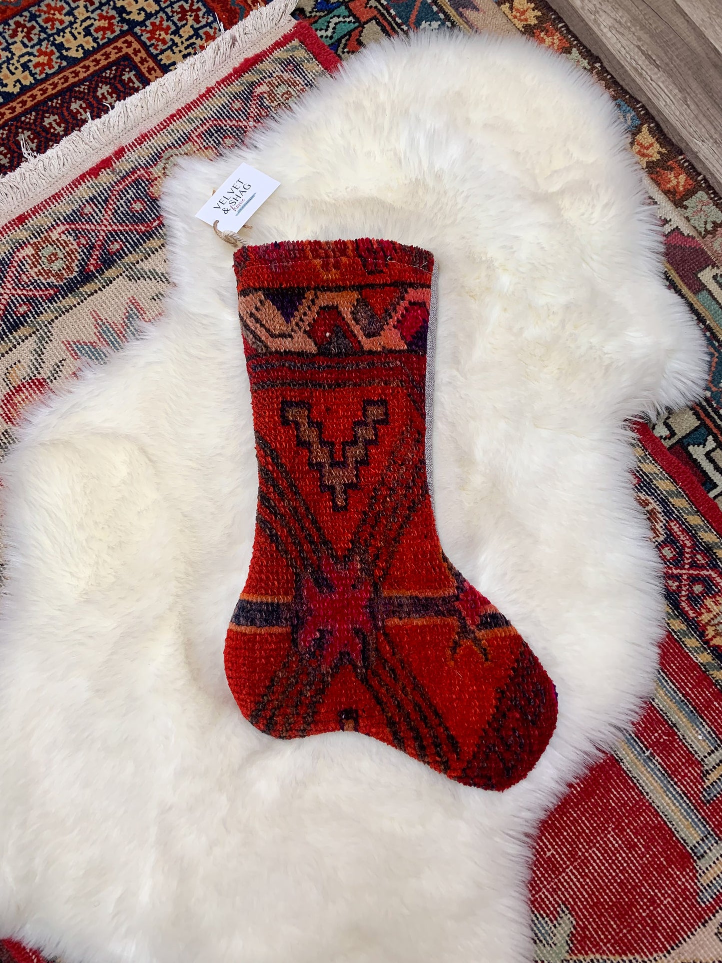 No. S197 - Vintage Turkish Rug Christmas Stocking