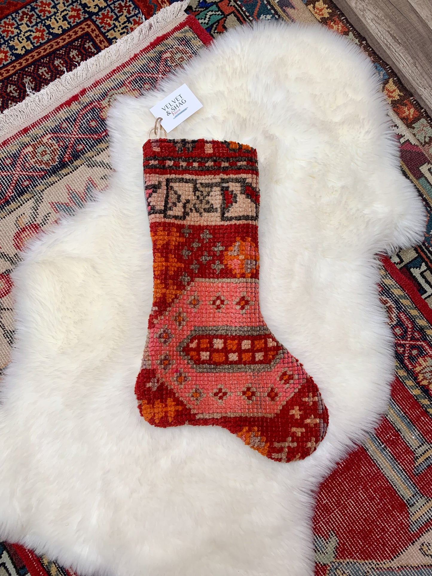 No. S194 - Vintage Turkish Rug Holiday Stocking