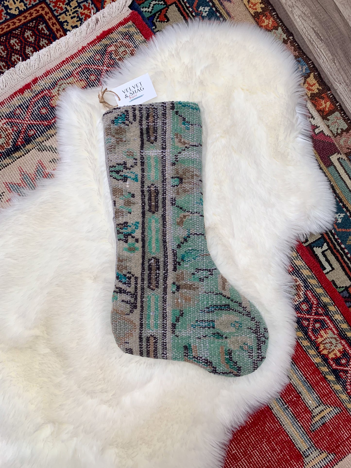 No. S204 - Vintage Turkish Rug Holiday Stocking