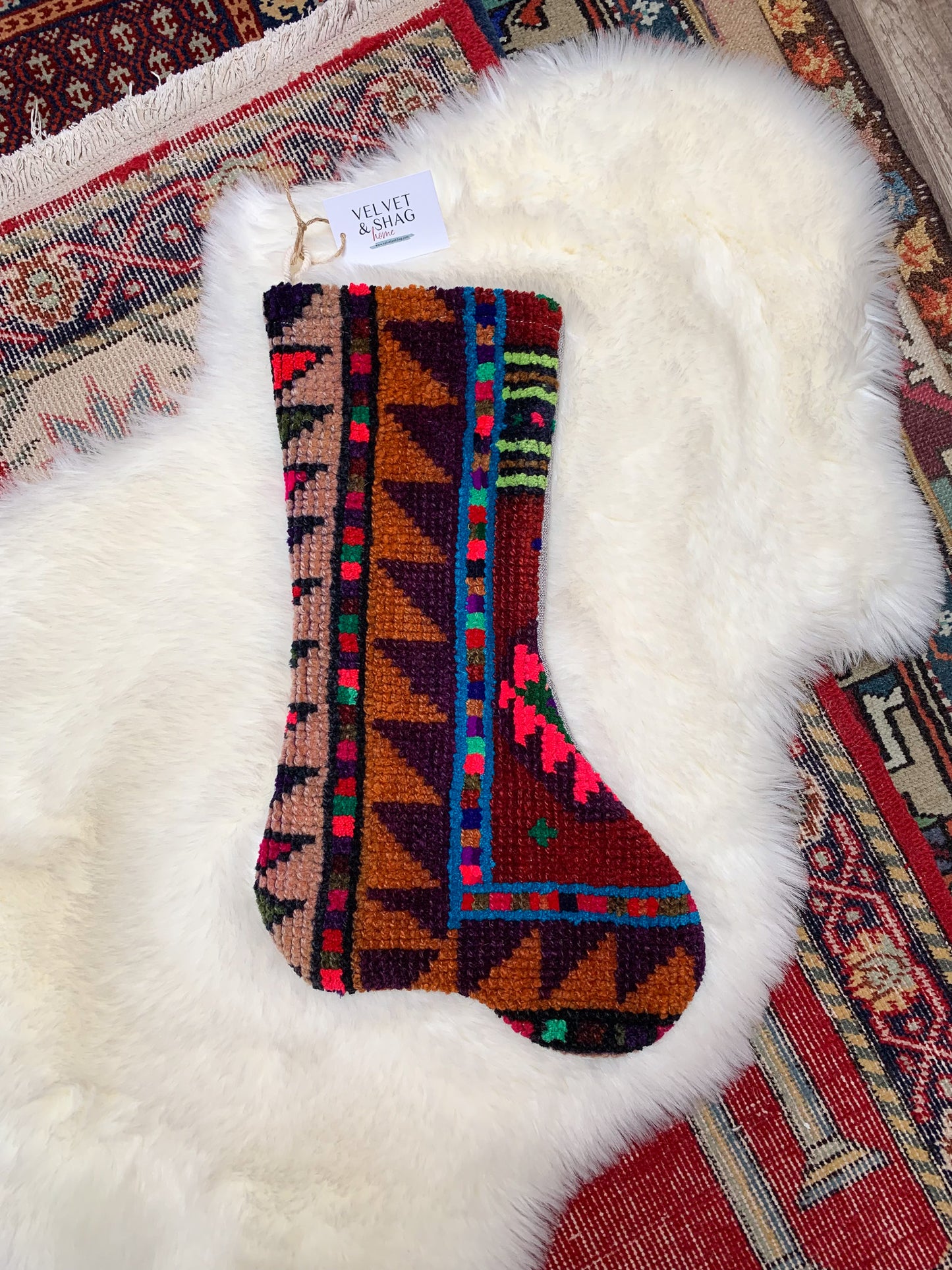 No. S207 - Vintage Turkish Rug Christmas Stocking