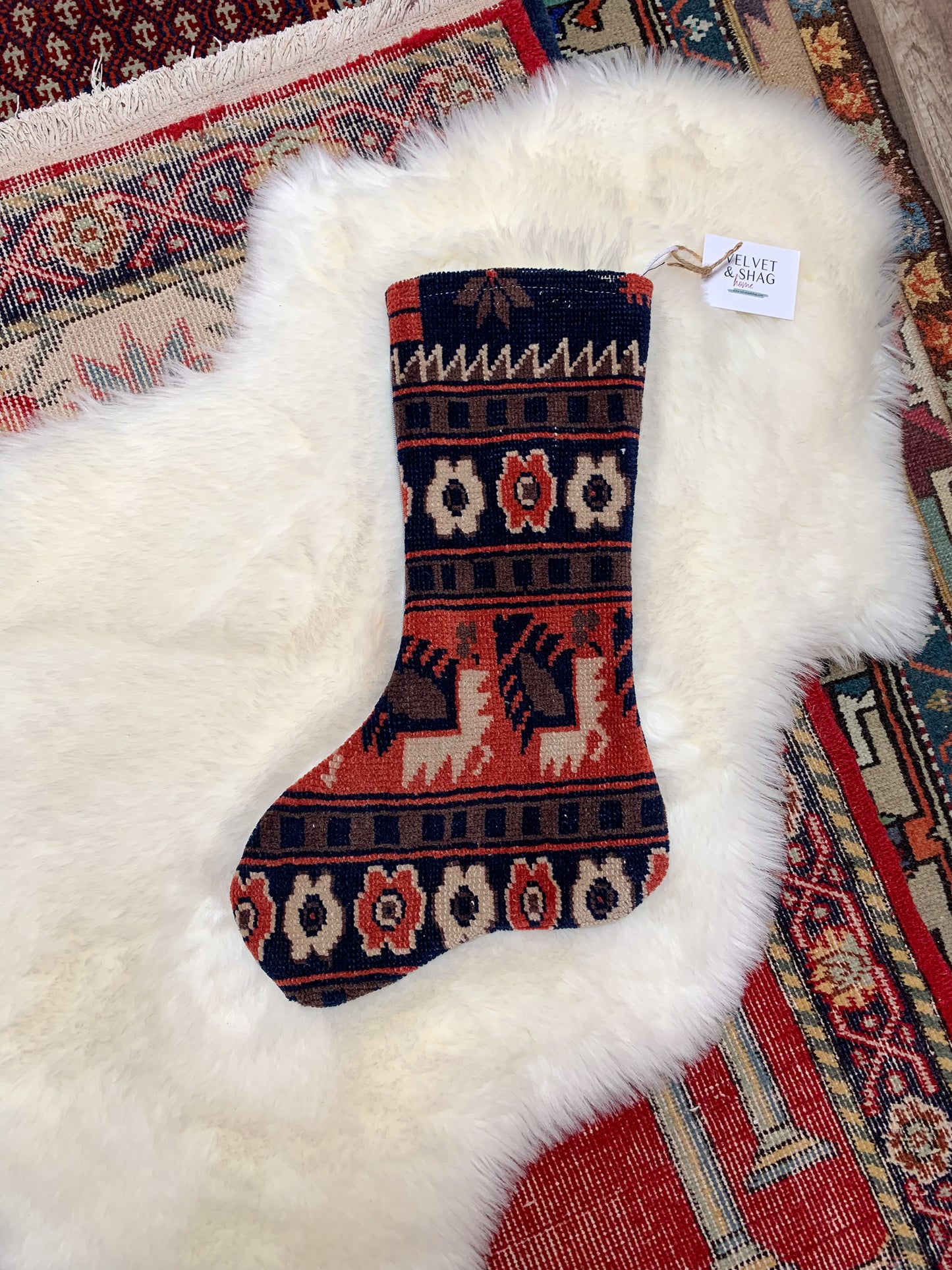 No. S200 - Vintage Turkish Rug Holiday Stocking