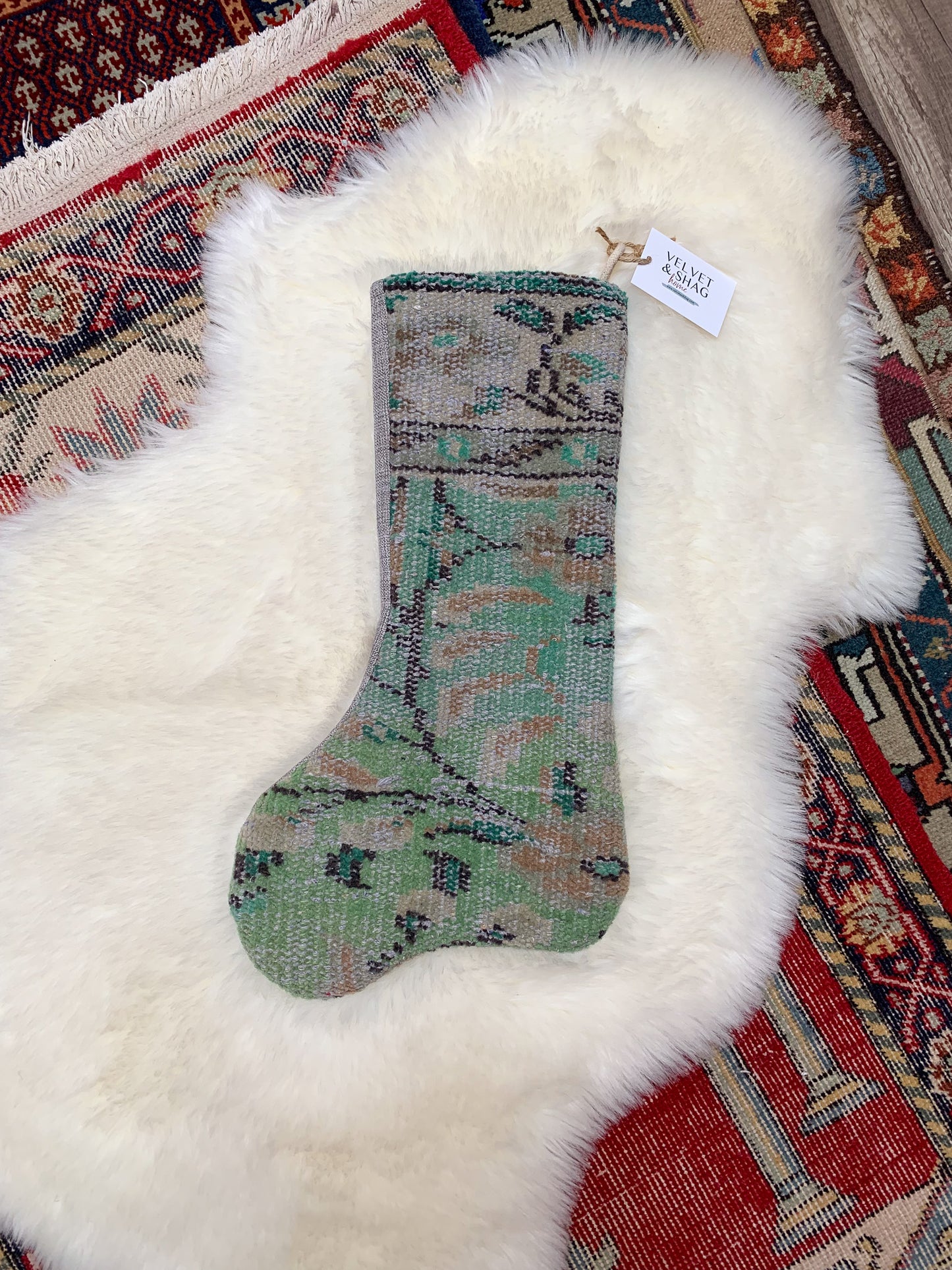 No. S199 - Vintage Turkish Rug Holiday Stocking