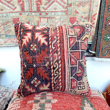 Load image into Gallery viewer, No. P296 - 16&quot; X 16&quot; Turkish Rug Pillow Cover

