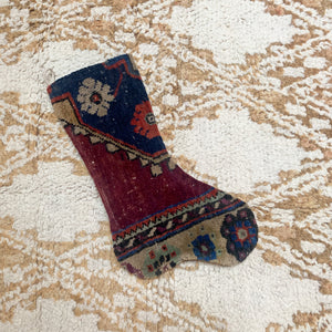 Reserved for Monique - No. S189 - Vintage Turkish Rug Christmas Stocking