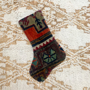 Reserved for Monique- No. S186 - Vintage Turkish Rug Christmas Stocking