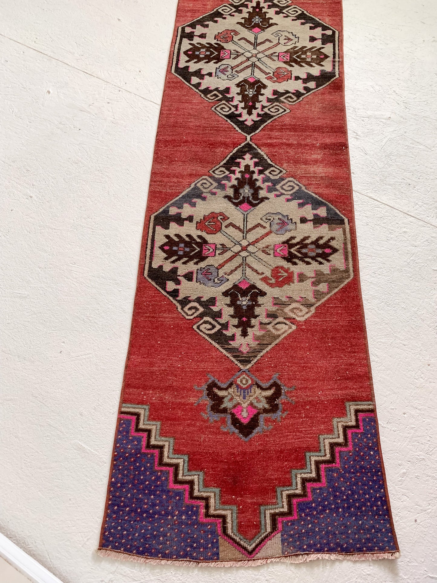 R1095 - 2' x 10.1' Vintage Turkish Runner Rug