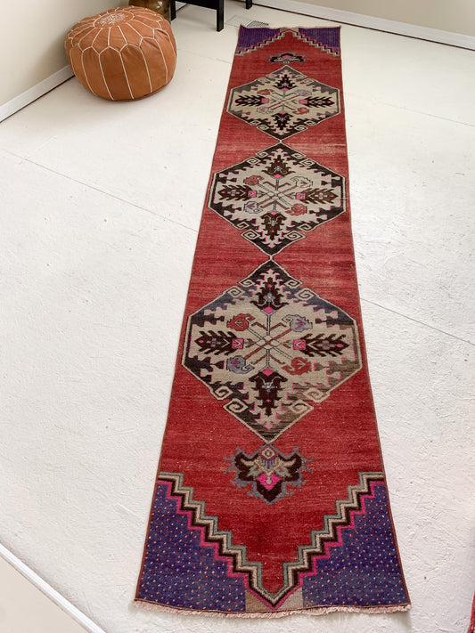 R1095 - 2' x 10.1' Vintage Turkish Runner Rug