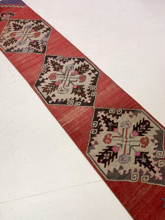 R1095 - 2' x 10.1' Vintage Turkish Runner Rug