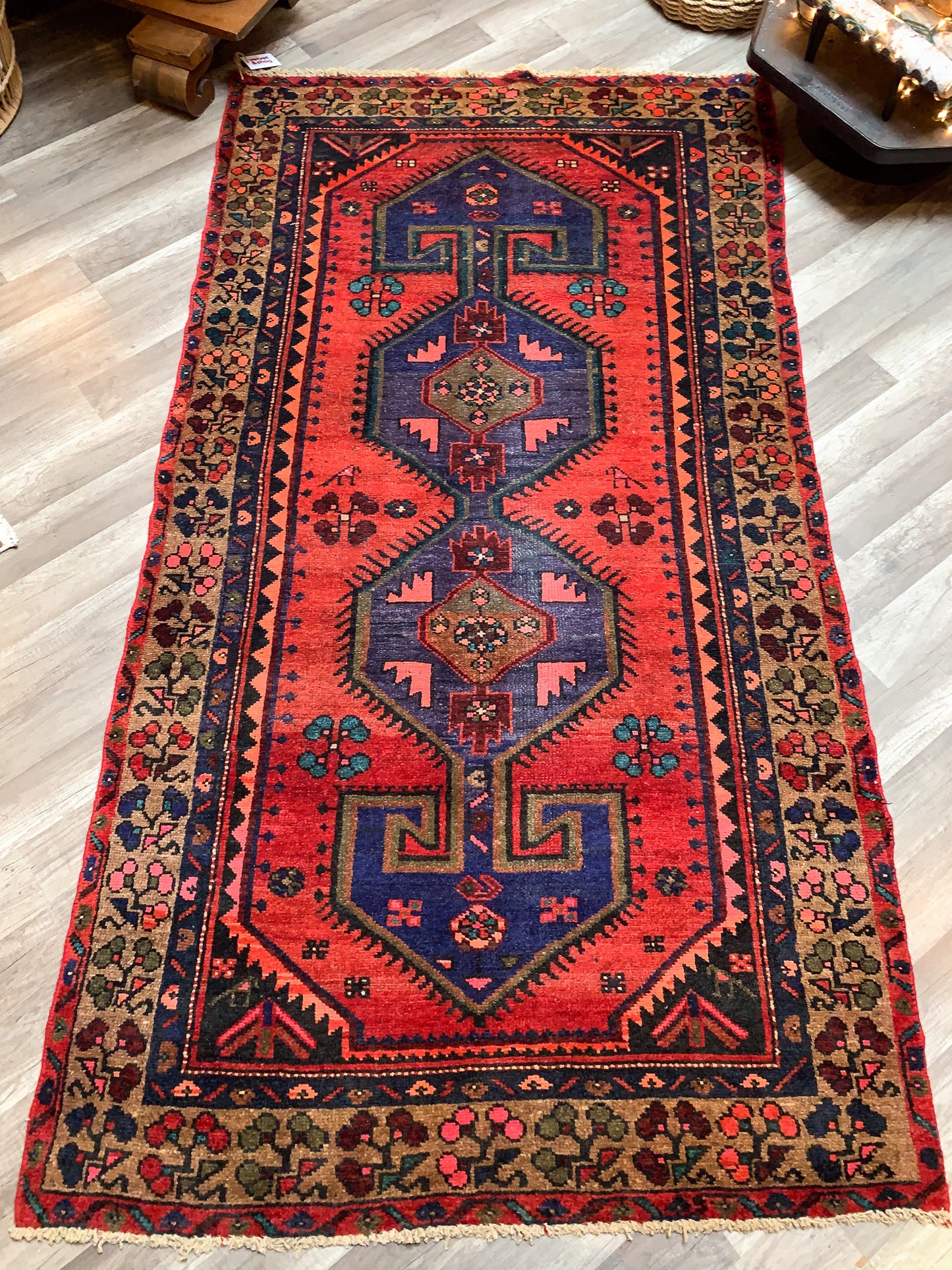 Vintage Persian Tribal Area Rug No. A1154 - 3.9' x 7.3'