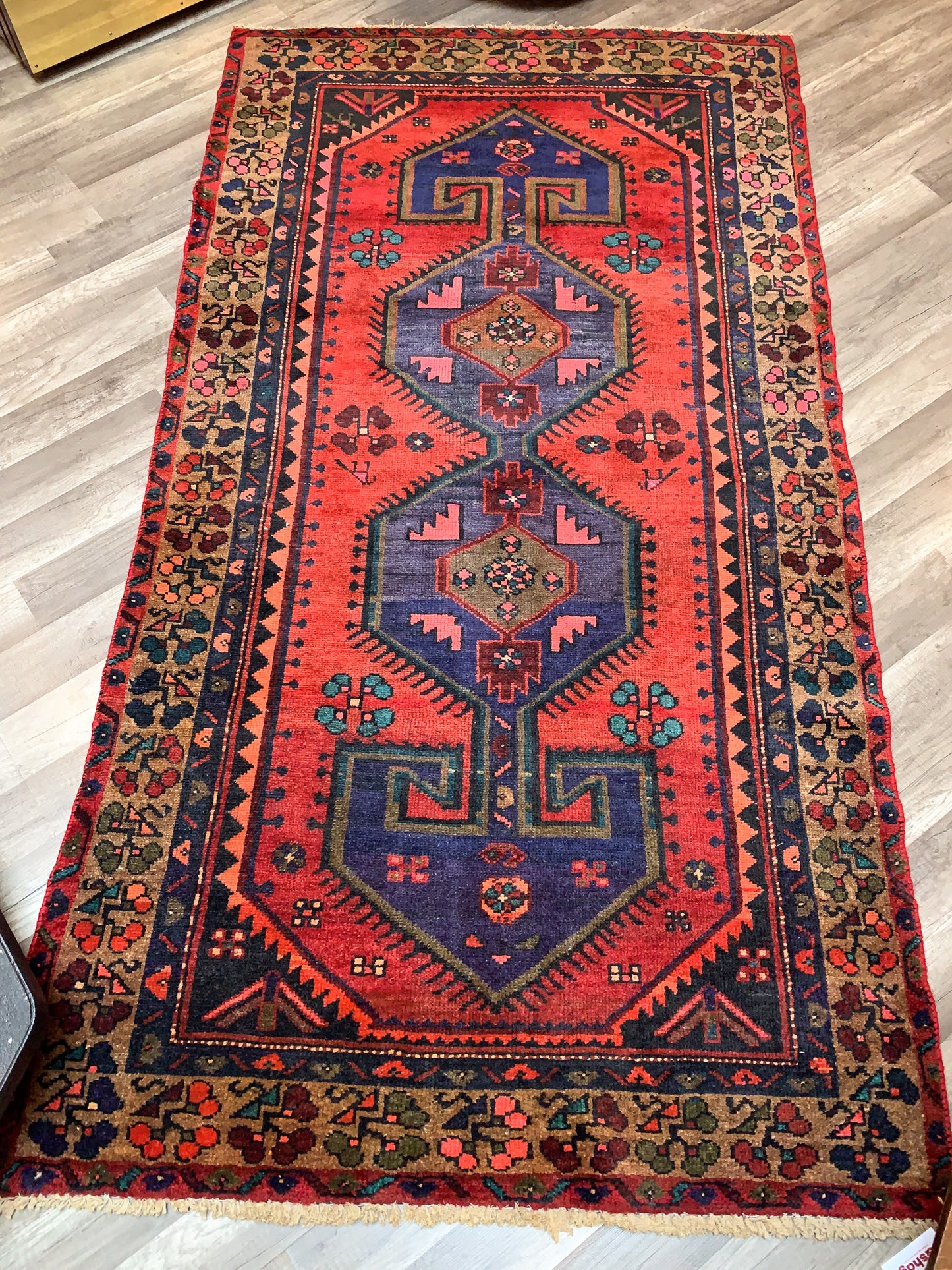 Vintage Persian Tribal Area Rug No. A1154 - 3.9' x 7.3'