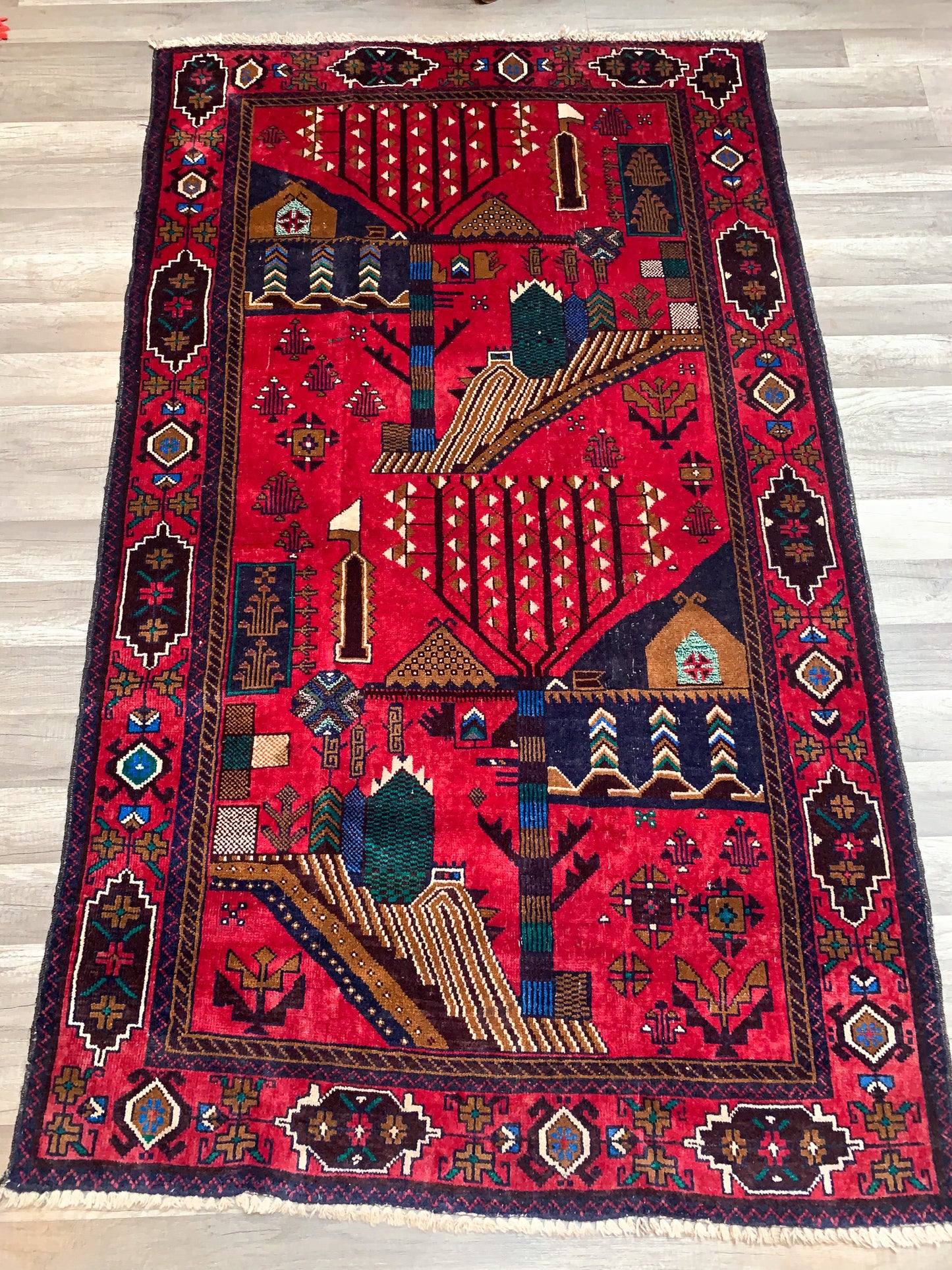 Vintage Afghan Adras Khan Balouch Area Rug No. A1155 - 3.7' x 6.3'