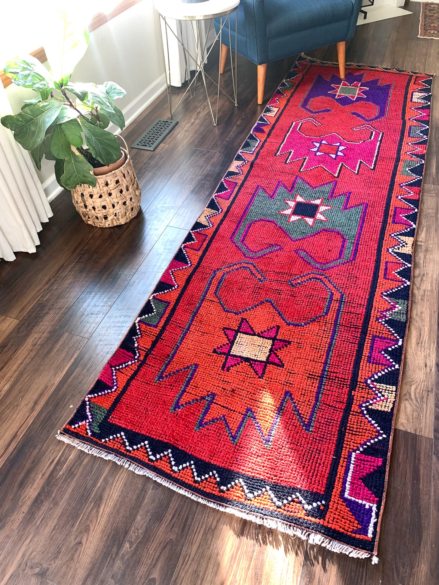 Reserved for Julie - R1097 - 3.0' x 9.9' Vintage Turkish Herki Runner Rug