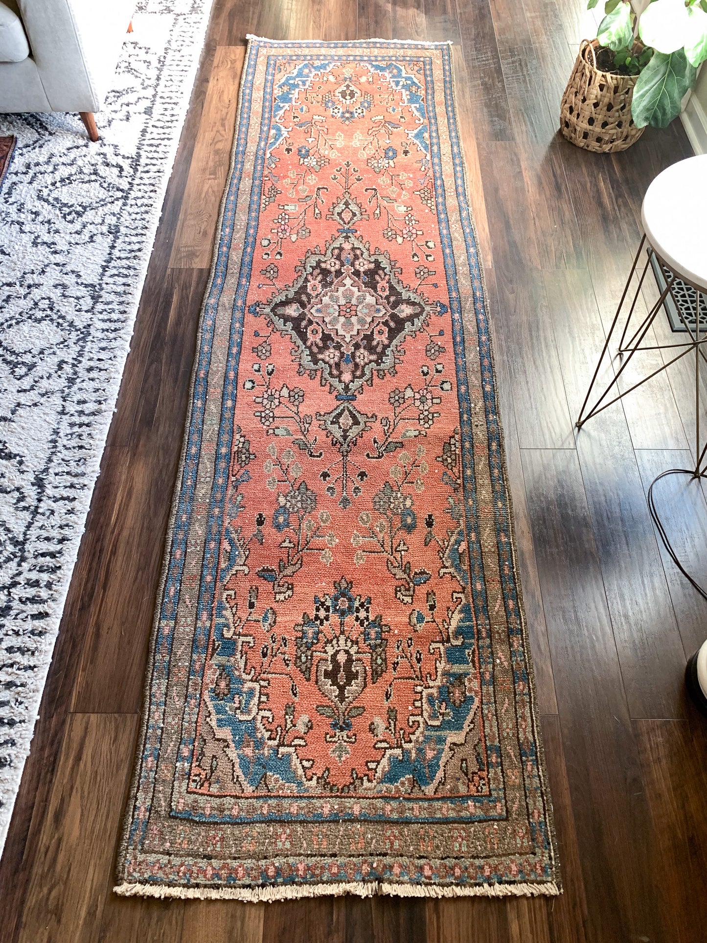 Reserved for Trisha - No. R1099 - 2.6' x 9.6' Vintage Persian Tabriz Runner Rug