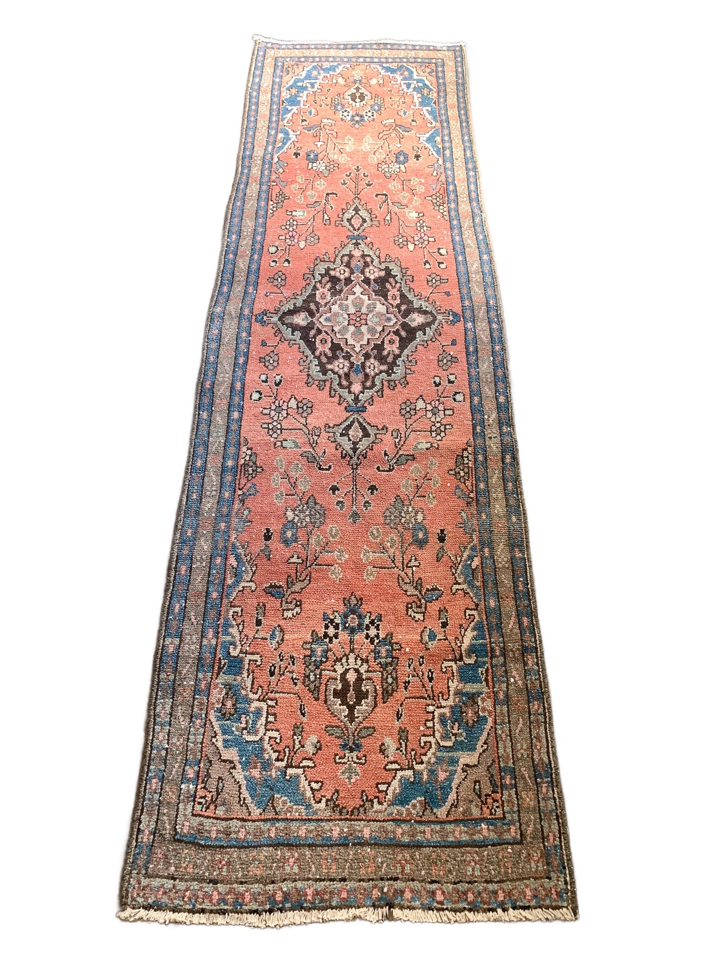 Reserved for Trisha - No. R1099 - 2.6' x 9.6' Vintage Persian Tabriz Runner Rug