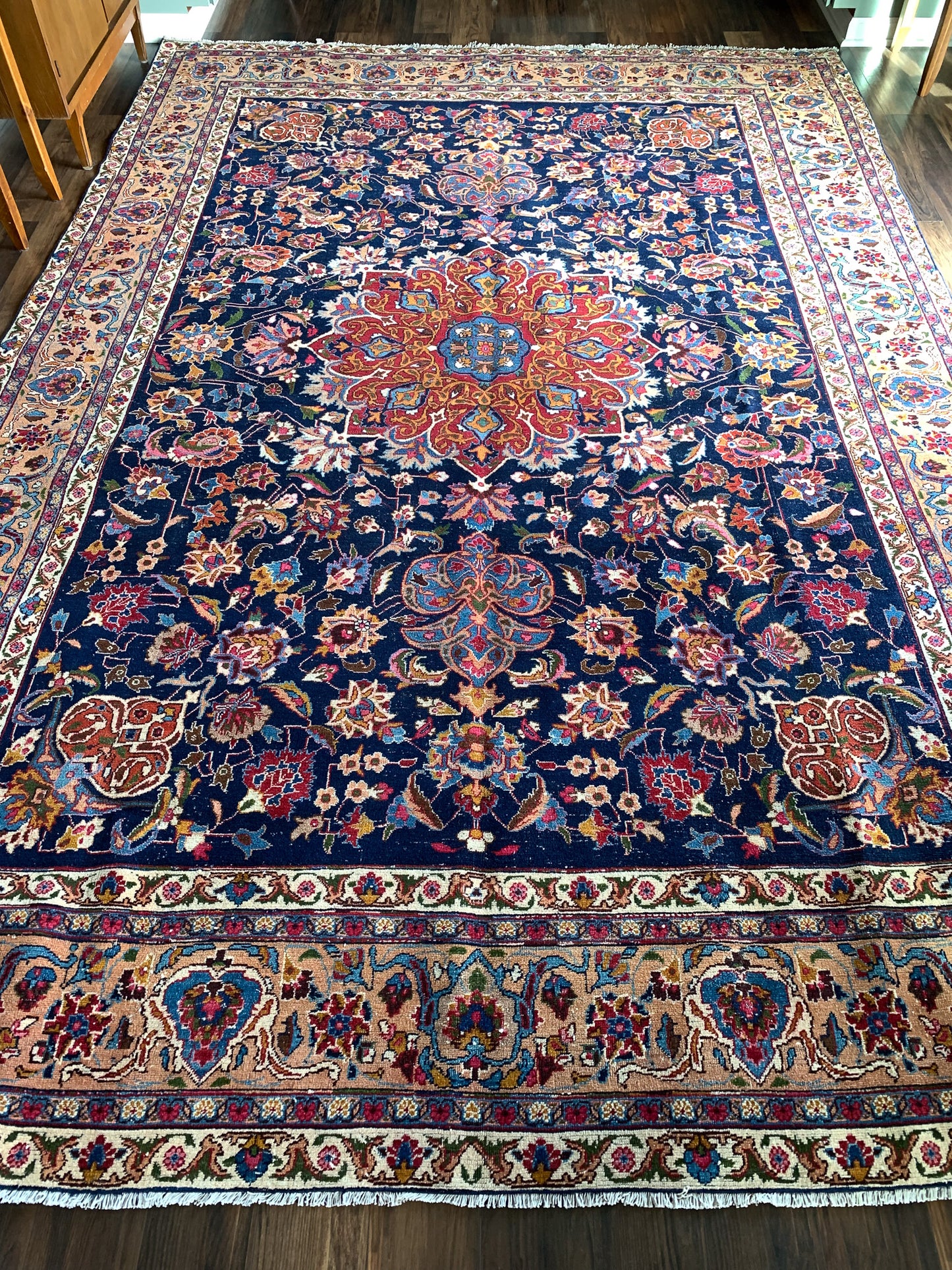 No. O1101 - 7.6' x 11.5' Vintage Persian Kerman Oversized Area Rug