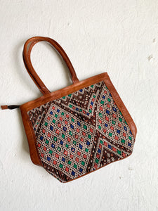 No. BAG 150 - Handmade Kilim Rug & Leather Shoulder Bag