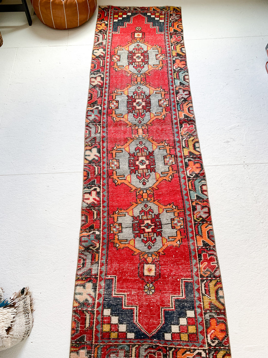 No. R1025 - 2.5' x 9' Vintage Turkish Runner Rug