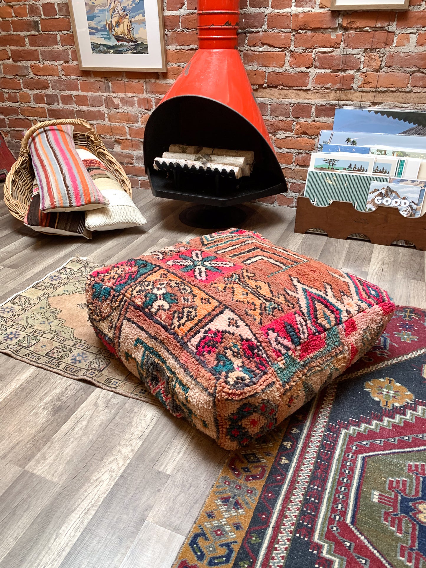 Moroccan Rug Floor Pouf / Pet Bed #355