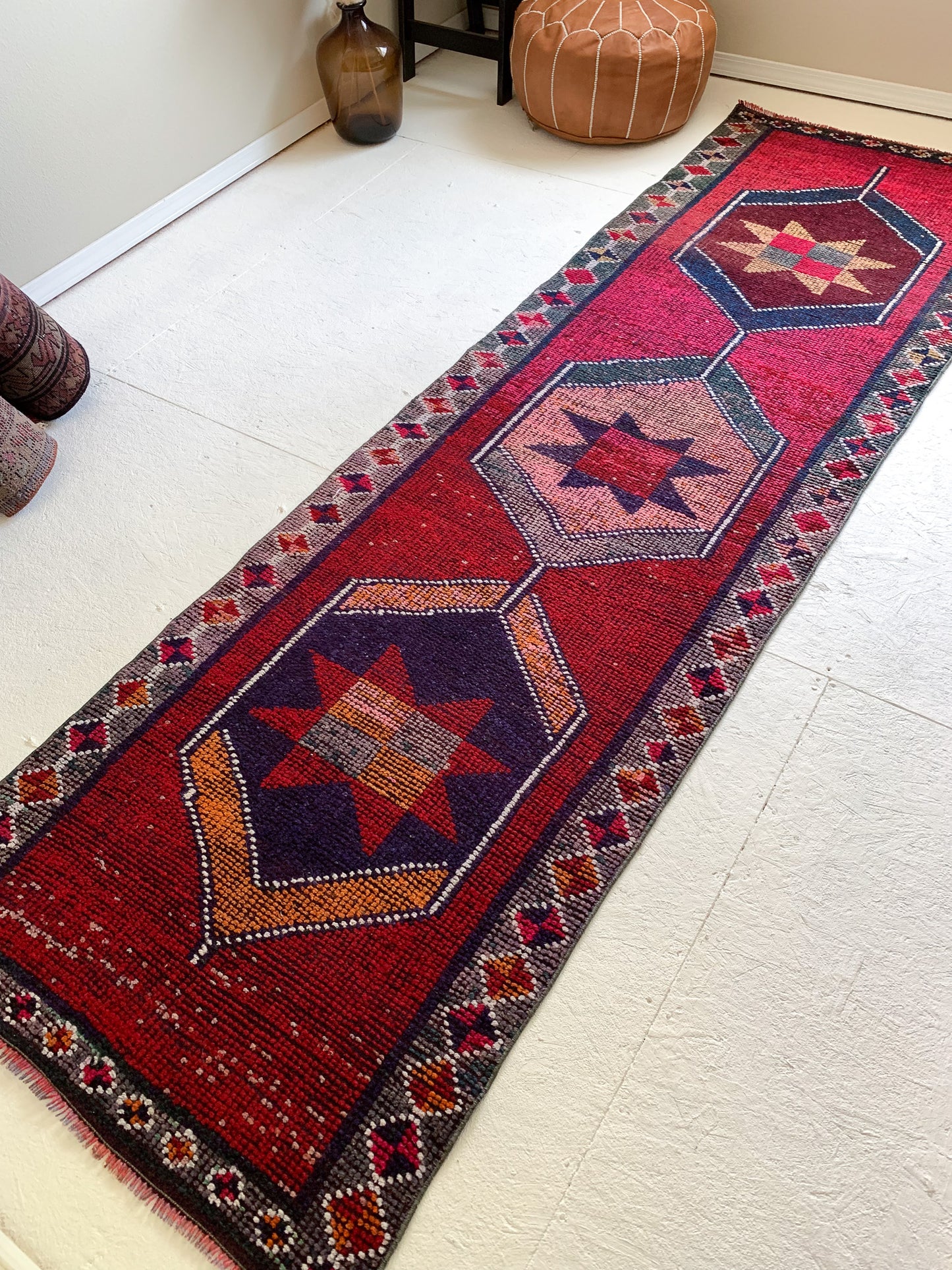 Reserved for Try On - No. R1036 - 2.9' x 9.3' Vintage Turkish Herki Runner Rug