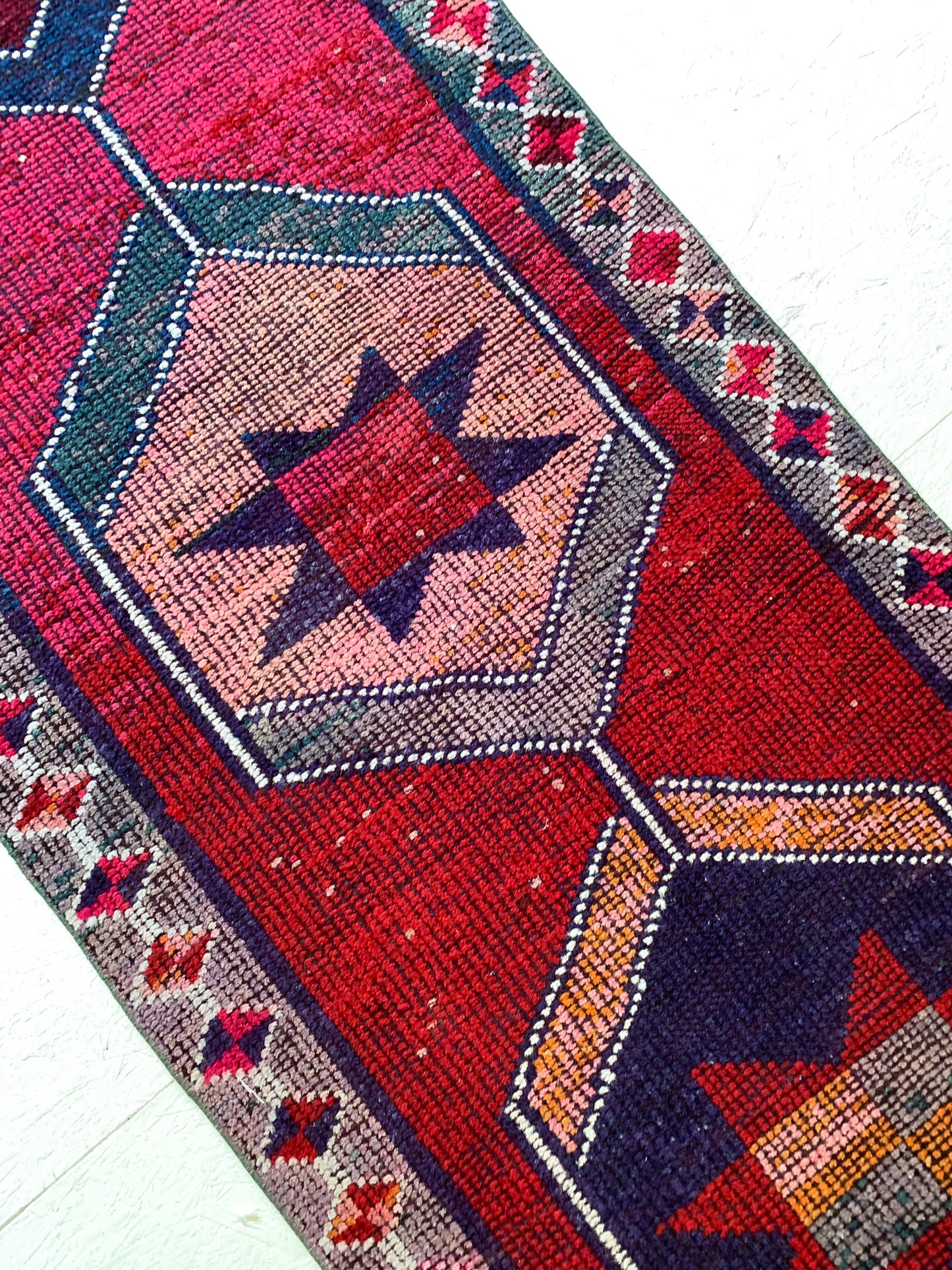 Reserved for Try On - No. R1036 - 2.9' x 9.3' Vintage Turkish Herki Runner Rug