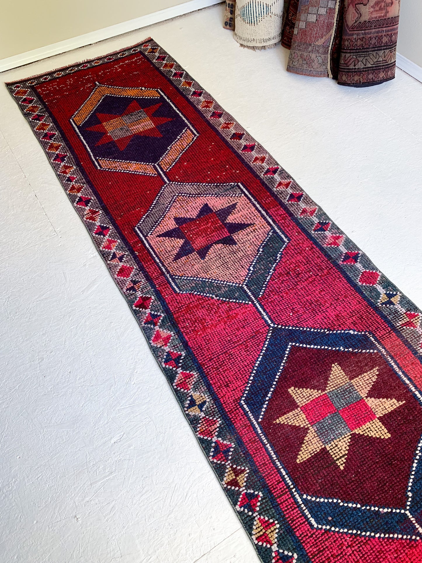 Reserved for Try On - No. R1036 - 2.9' x 9.3' Vintage Turkish Herki Runner Rug