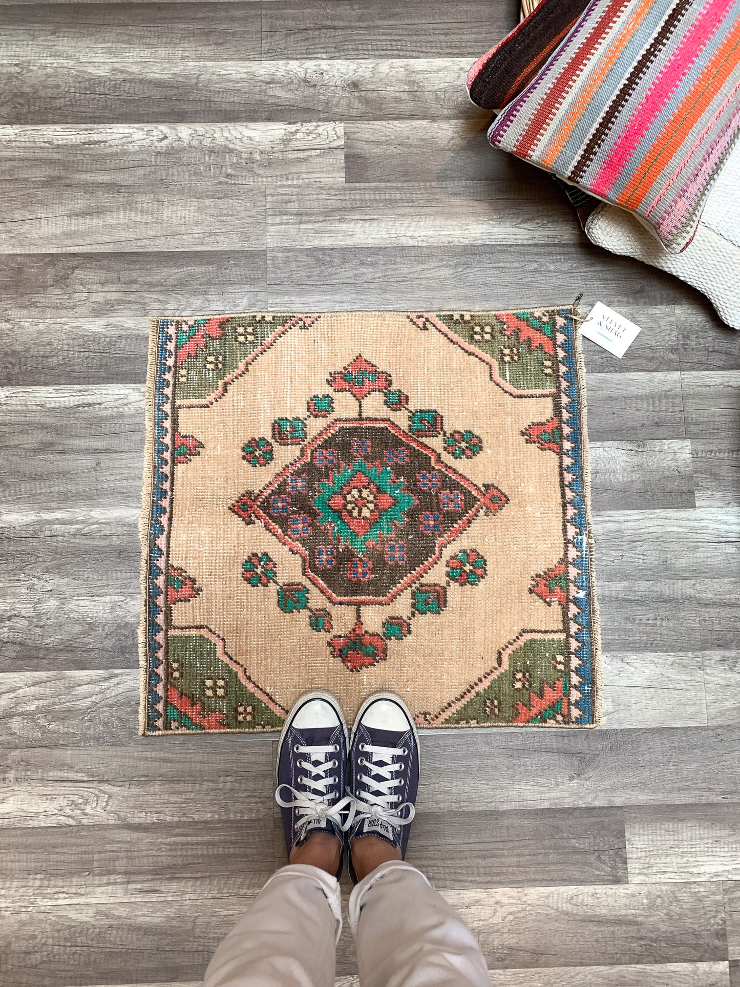 No. 607 - 2.0' x 2.1' Vintage Turkish Mini Rug