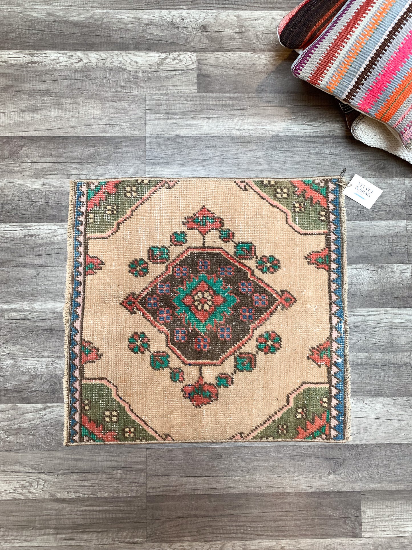 No. 607 - 2.0' x 2.1' Vintage Turkish Mini Rug