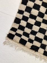 Load image into Gallery viewer, No. A1044 - 3.5&#39; x 5.2&#39; Black Checkered Moroccan Area Rug
