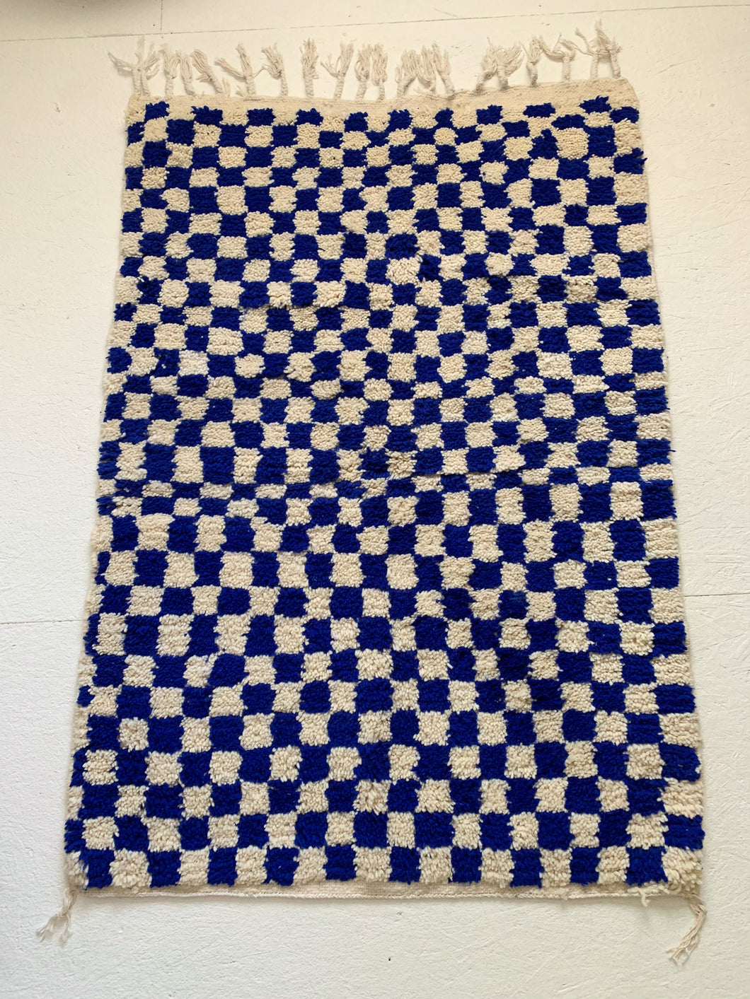 Reserved for Carmen - No. A1045 - 3.4' x 4.9' Blue Checkered Moroccan Area Rug