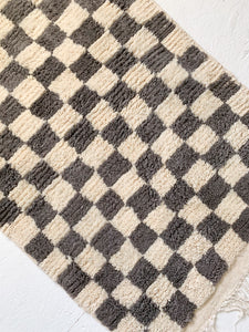 Reserved for Carmen - No. A1048 - 3.2' x 5.3' Grey Checkered Moroccan Area Rug