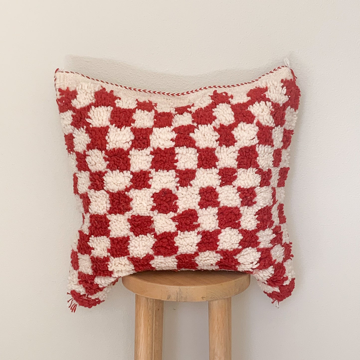 Reserved for Ann - Red Checkered Moroccan Rug Pillow Cover