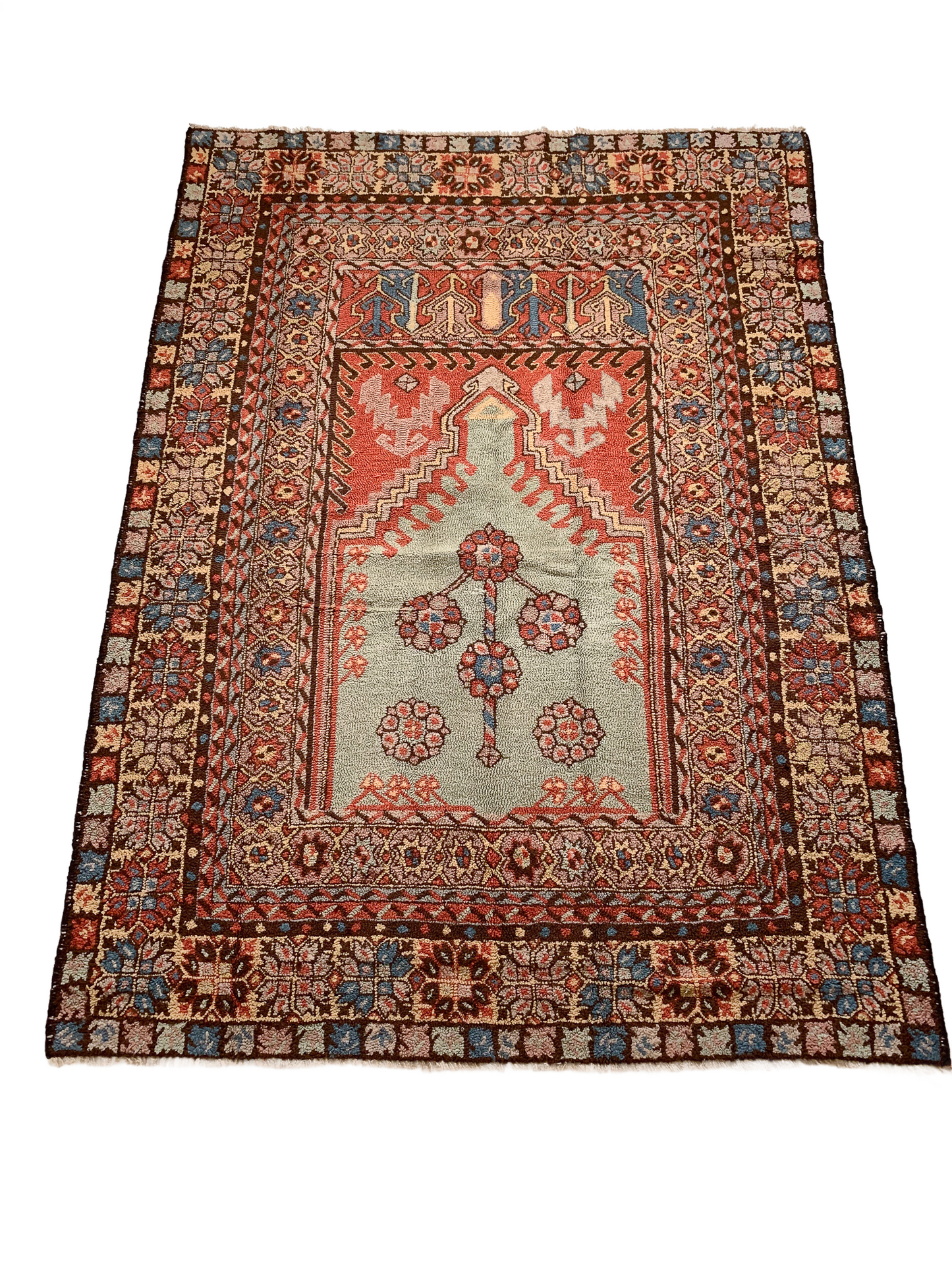 A1116- 3.9' x 5.6' Vintage Turkish Prayer Area Rug