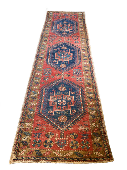 Reserved for Trisha - R1127 - 3.1' x 10.5' Antique Persian Runner Rug