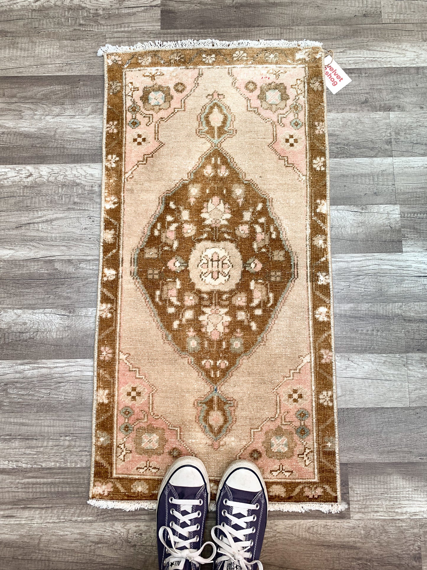 Reserved for Lynda - No. 619 - 1.6' x 3.2' Vintage Turkish Mini Rug