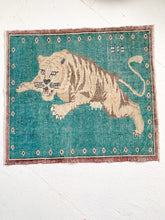 Load image into Gallery viewer, Reserved for Sarah - No. A1061 - 3.3&#39; x 3.7&#39; Extremely Rare Vintage Turkish Tiger Area Rug
