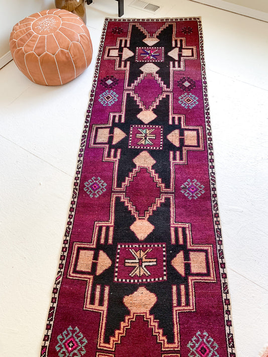 No. R1059 - 2.7' x 10.6' Vintage Turkish Runner Rug